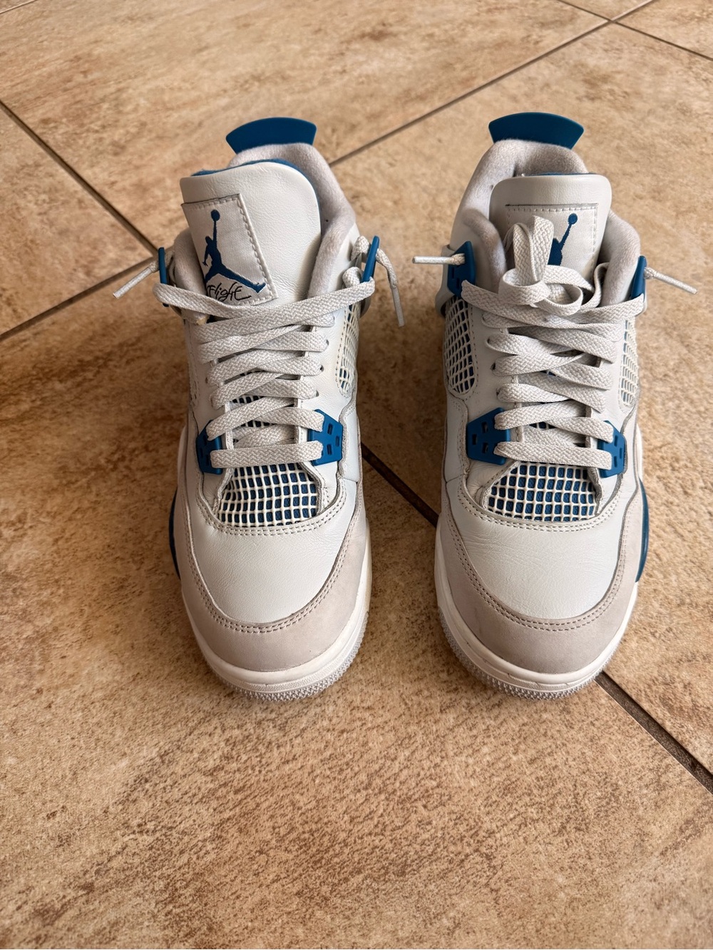 Nike White and Blue Air Jordan Style Sneakers